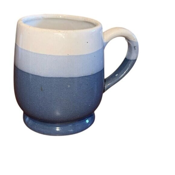 Vintage Ceramic Blue & White Striped Mug - Picture 1 of 5